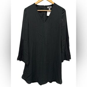 NWT Chelsea28 Black Chiffon A-Line Dress XS Bell Sleeve